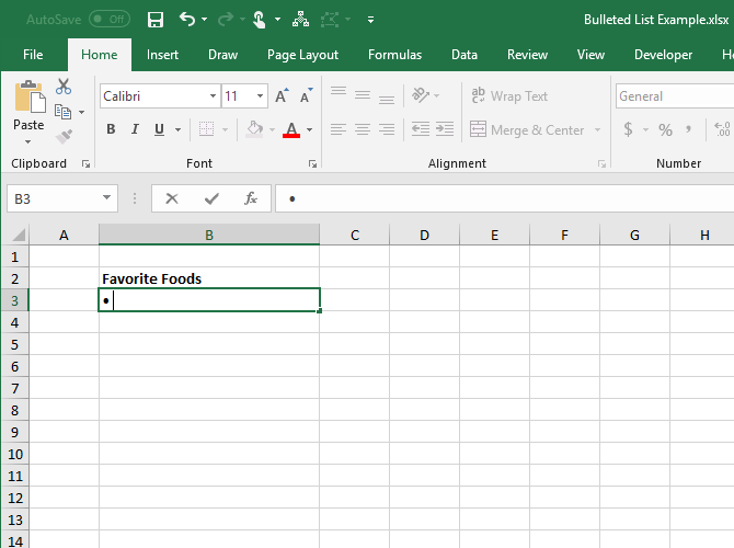 Введите маркер с помощью сочетания клавиш в Excel