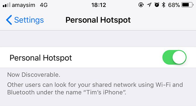 Условия использования iPhone - Personal Hotspot