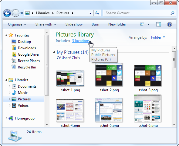 как работают библиотеки Windows 7