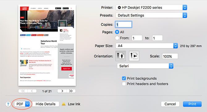 Как создавать, объединять, разбивать и размечать PDF документы на Mac print pdf