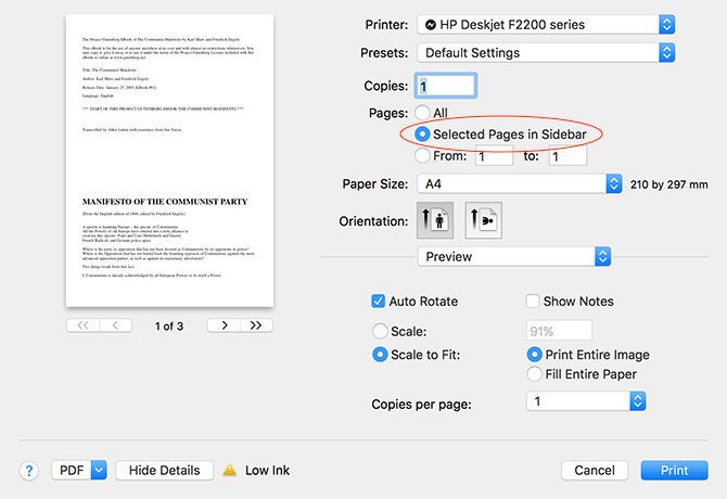 Как создавать, объединять, разбивать и размечать PDF документы на Mac печатать выбранные страницы