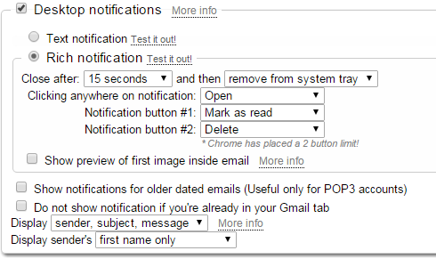 Настройки Checker Plus Gmail