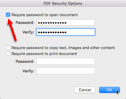 Руководство по безопасности Ultimate Mac: 20 способов защитить себя 11a Диалоговое окно «Параметры безопасности PDF»