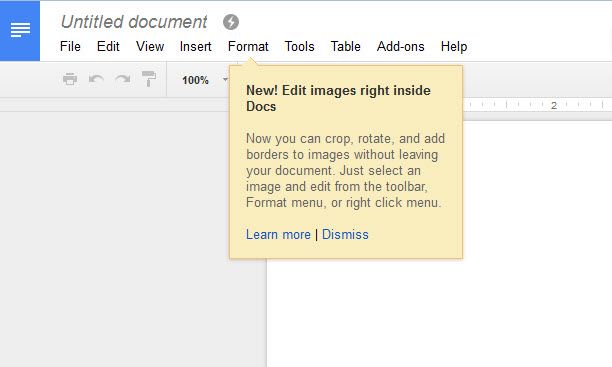 Google Docs Crop Feature