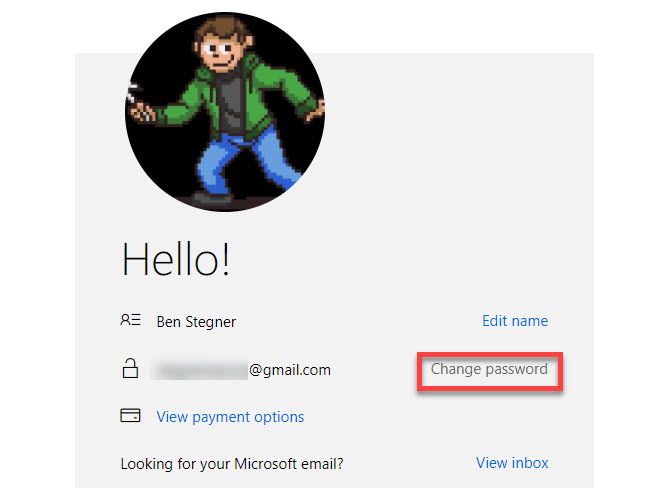 Учетная запись Microsoft сменить пароль
