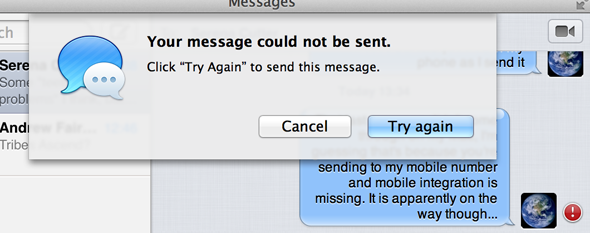 Пока iChat: начало работы с новым приложением OS X Messages Сообщение [Mountain Lion] не удалось