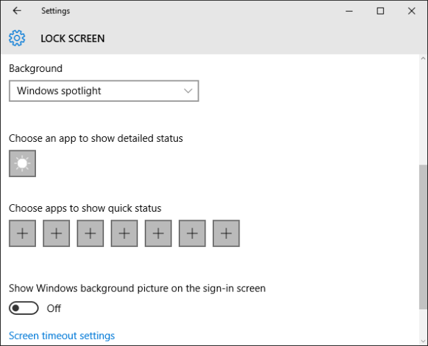 Настройки экрана блокировки Windows 10