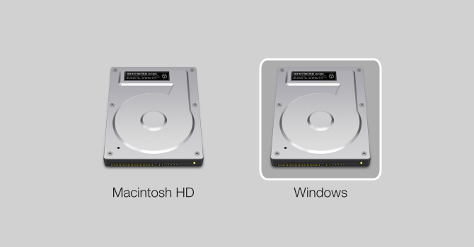 Экран выбора двойной загрузки Mac
