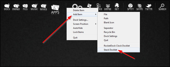 RocketDock + Stacks Docklet: не просто док, а полноценное решение для организации рабочего стола [Windows] RocketDock Добавить элемент Docklet Stack