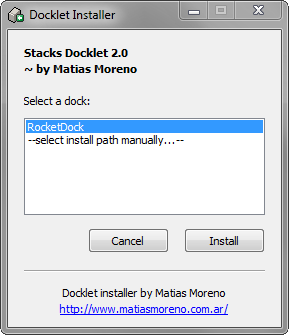 RocketDock + Stacks Docklet: не просто док, а комплексное решение для организации рабочего стола [Windows] 2013 04 12 22 48 04 Docklet Installer