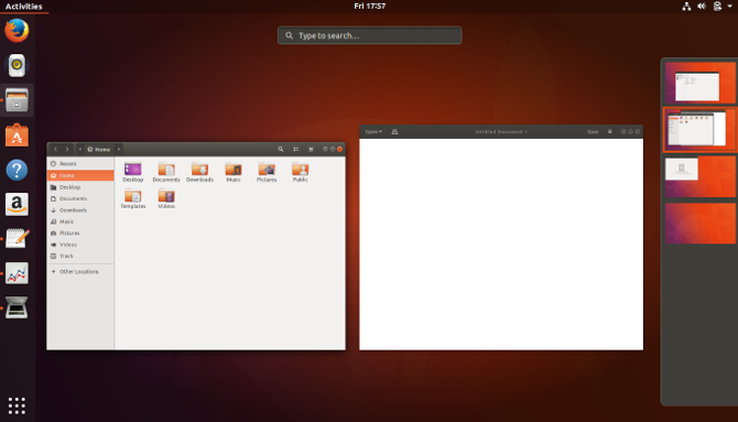 рабочие пространства Ubuntu Gnome Unity