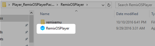 Запустите Remix OS Player ZIP-папку