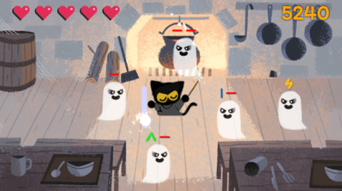 7 быстрых игр, в которые можно играть в поиске Google google games doodle halloween cat
