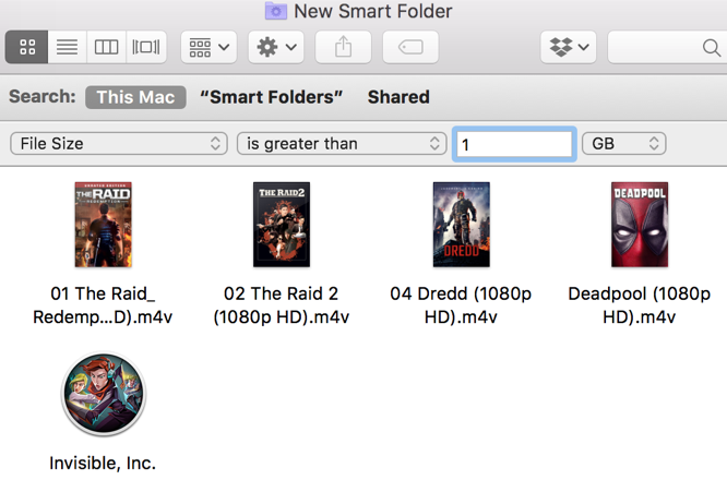 Mac большие файлы смарт-папка