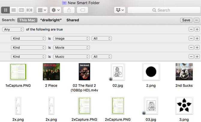 Файлы фильмов Mac Smart Folder