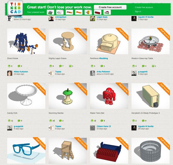 9 приложений, чтобы легко сделать 3D-печатные объекты tinkercad каталог