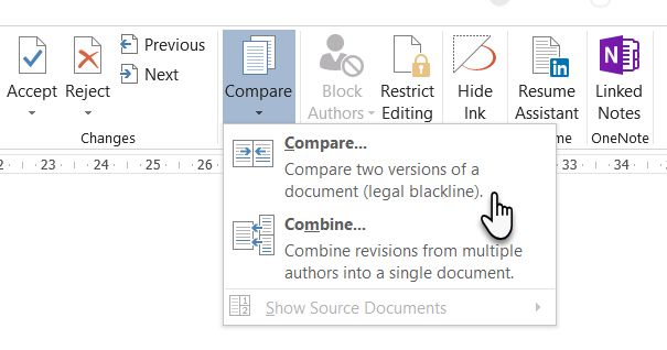 Microsoft Word Сравнить два документа