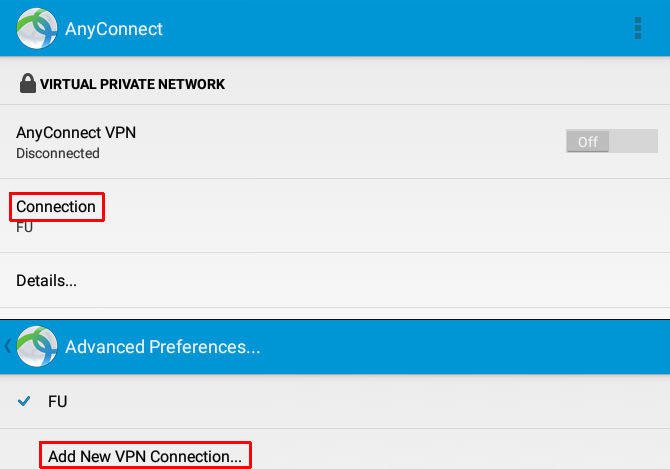 Как подключиться к вашей работе VPN с помощью планшета Android AnyConnect Connection 670x469