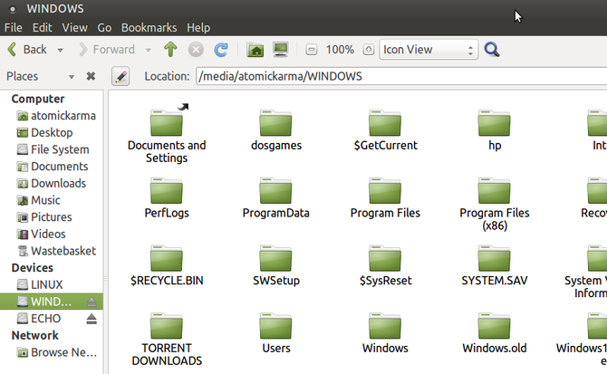 доступ к Windows c диск в Linux