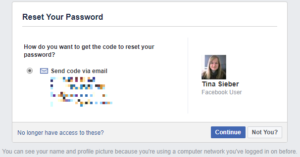 Сбросьте свой пароль Facebook через электронную почту.