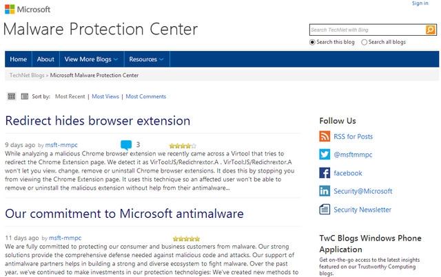 9 Центр защиты от вредоносных программ Microsoft