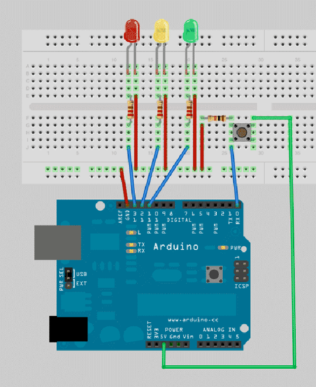 Arduino-первокурсников шаги-Светофор-проект