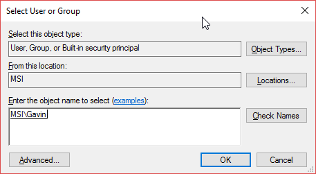 Windows 10 выбор пользователя или группы разрешений