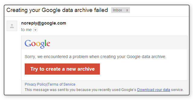 Google-разгрузочная-ошибки по электронной почте