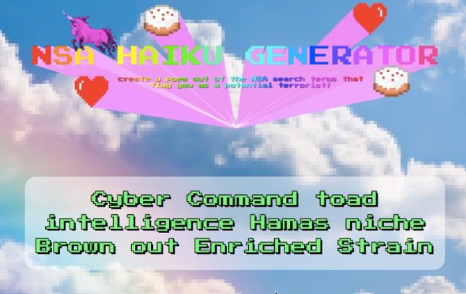 NSA Haiku Generator - лучшие развлекательные сайты, чтобы победить скуку