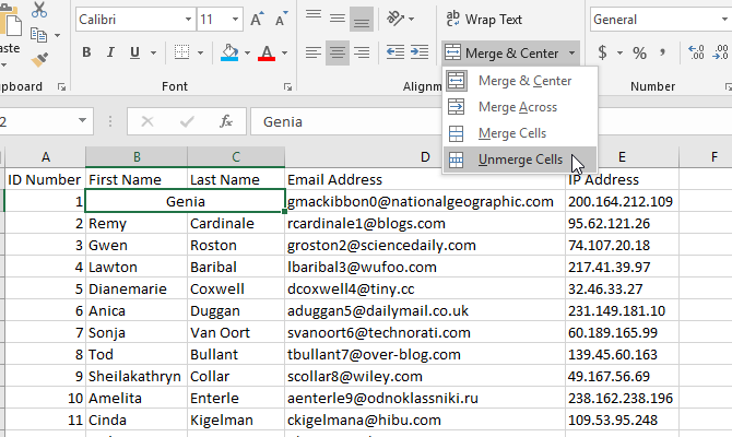 как удалить ячейки в Excel - кнопка «Снять ячейки» в Excel