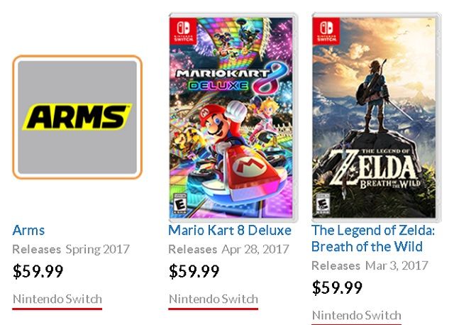Nintendo Switch Цены на игры