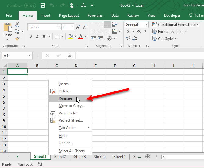 переименовать вкладку листа Excel