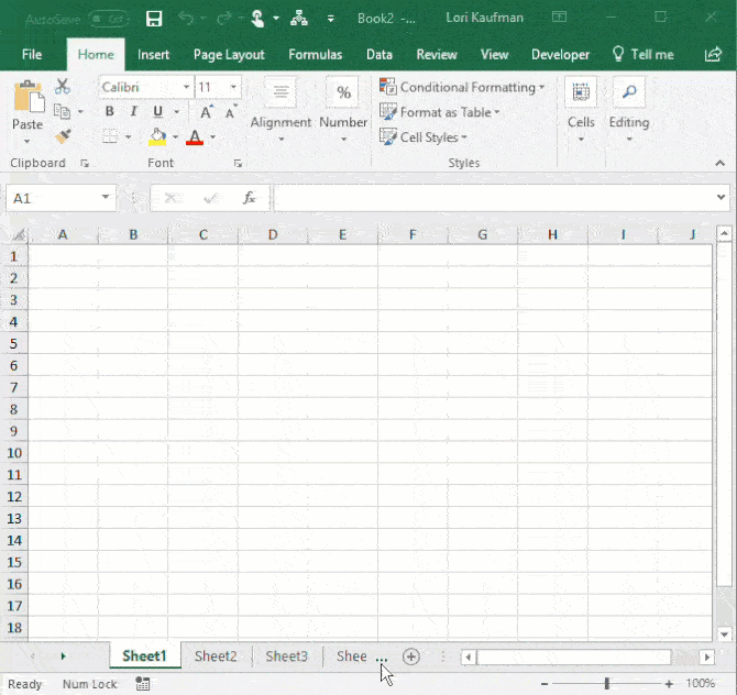 прокручивать вкладки листа Excel