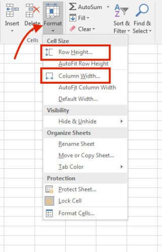 Как вручную установить ширину столбца и высоту строки в Excel HomeMenu 321x500
