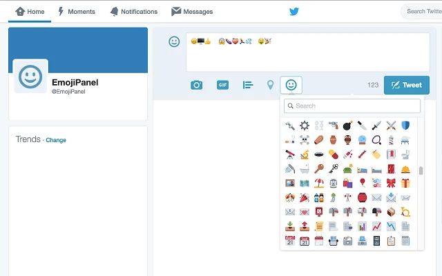 Расширение Chrome для Twitter EmojiPanel