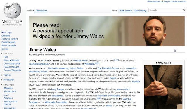 Wikipedia-дарение-баннер-Джимми-Wales
