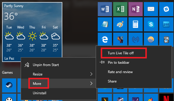 Windows 10 живая плитка