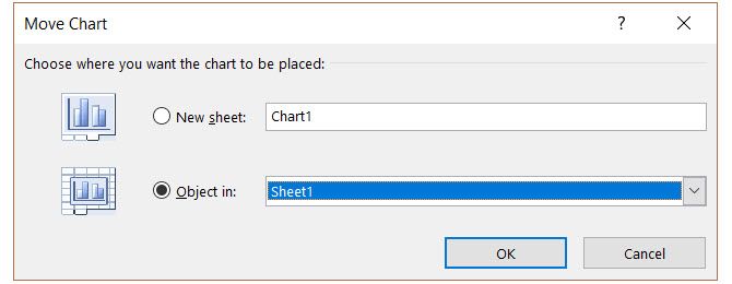 Переместить диаграмму Excel