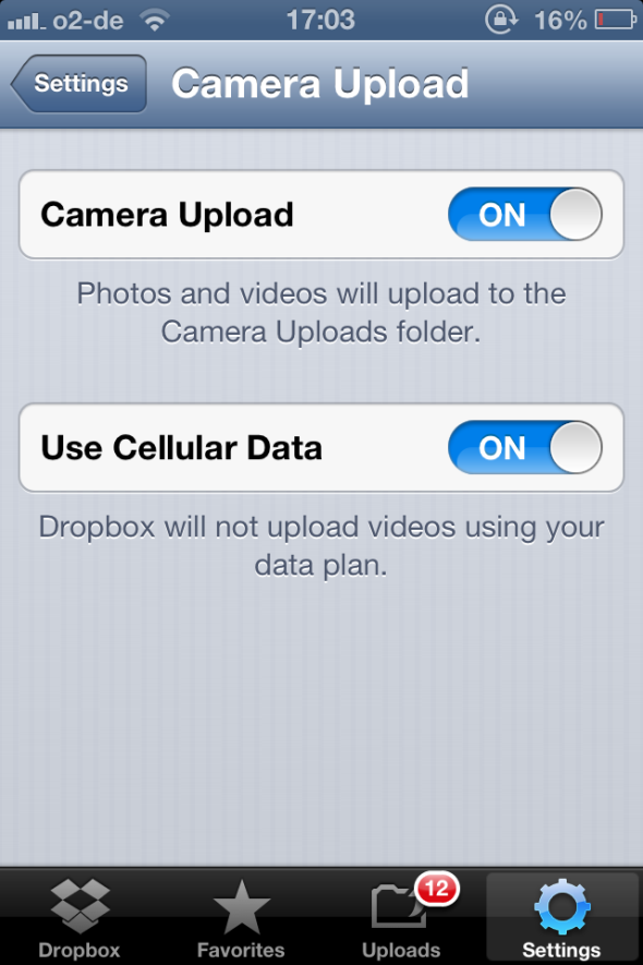 Dropbox - одно из обязательных приложений, если у вас есть iPhone dropboxsettings2