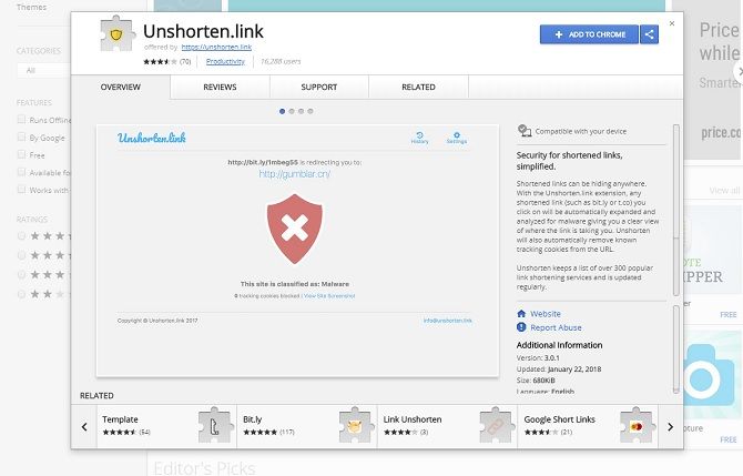 расширения безопасности Chrome - unshorten.link