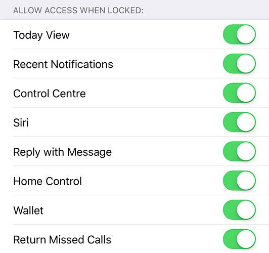 Ограничения экрана блокировки iOS