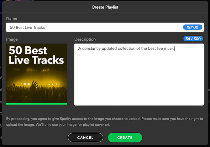 Spotify создать плейлист