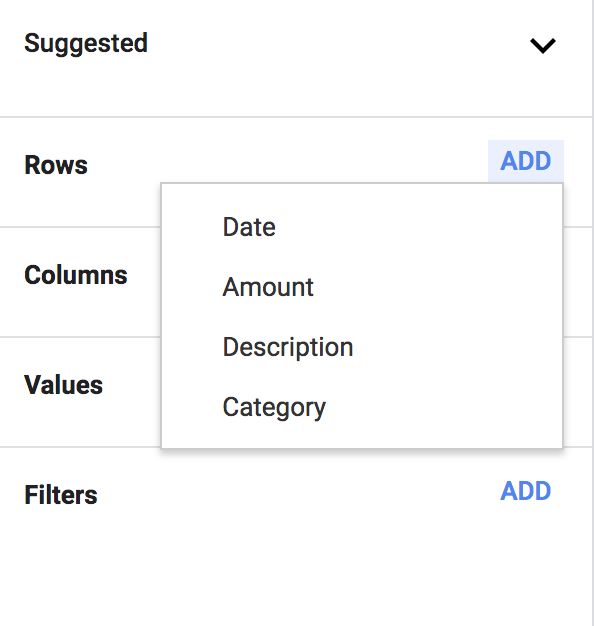Как создать сводные таблицы в строках редактора сводных таблиц Google Sheets