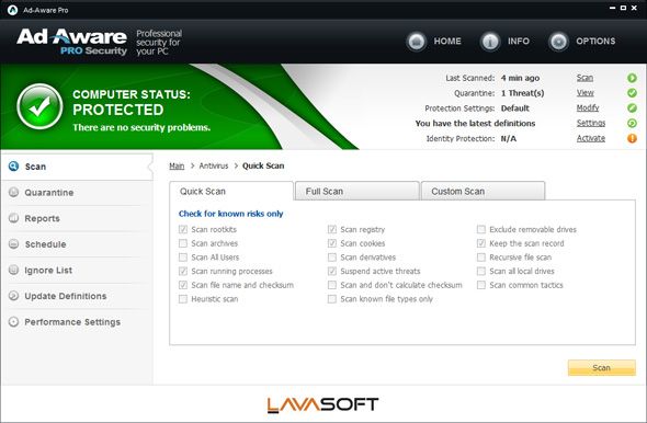 Lavasoft Ad-Aware Pro: пакет безопасности, который является быстрым и эффективным [Наградами] анти-вредоносных программ с учетом рекламы