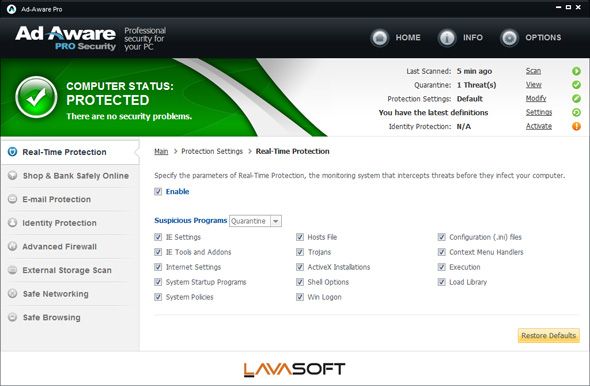Lavasoft Ad-Aware Pro: пакет безопасности, обеспечивающий быструю и эффективную [вознаграждение] защиту в режиме реального времени