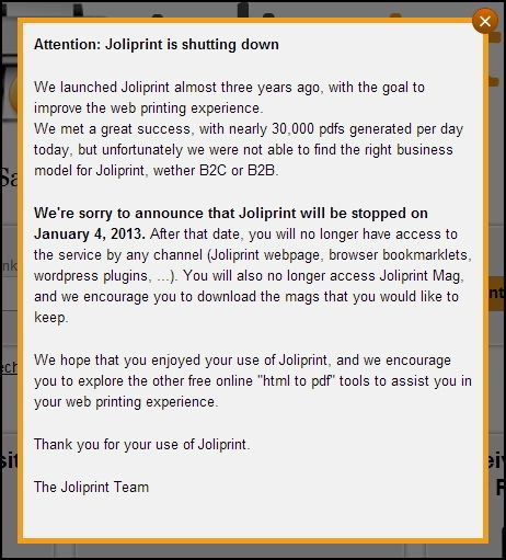 Основные советы и инструменты для печати веб-страниц Joliprint закрывается