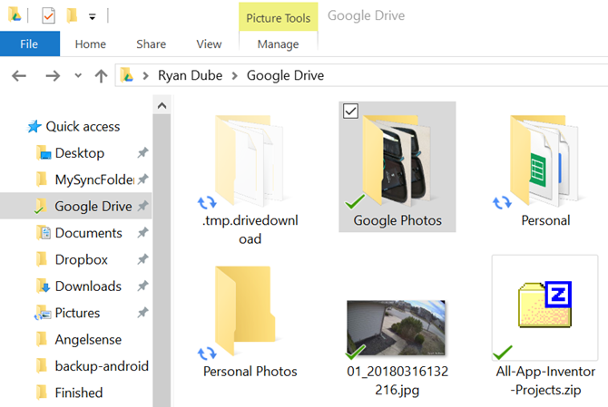 Папка Google Фото на рабочем столе