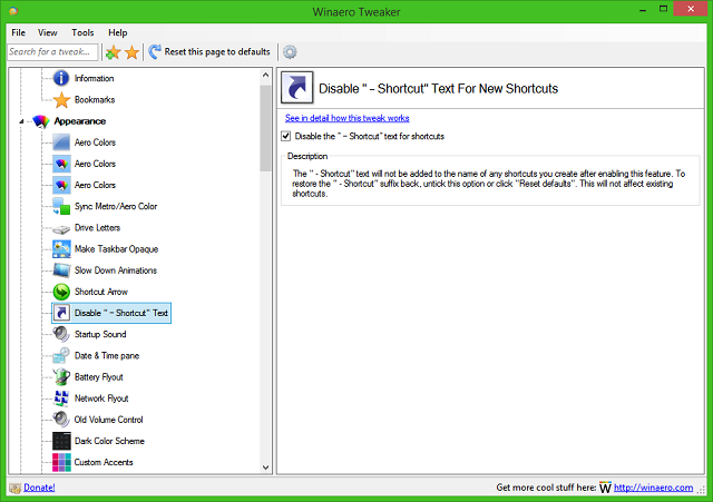 Скриншот примера Windows 10 Winaero Tweaker