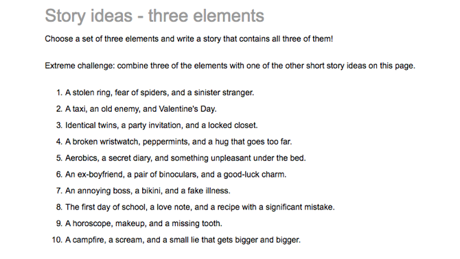 Идеи для творческого письма 3 элемента