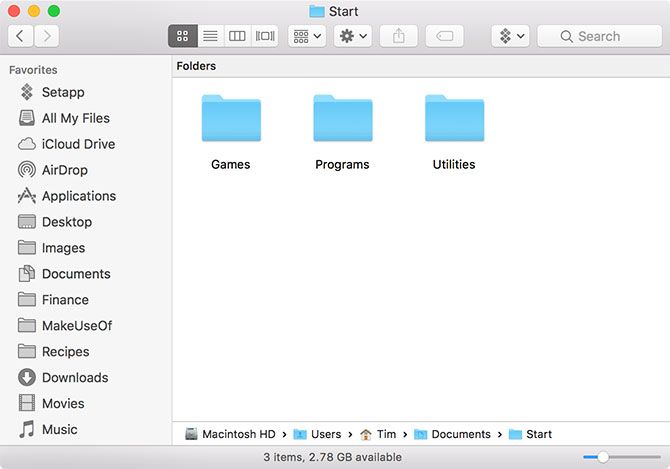 Mac Создать стартовую папку